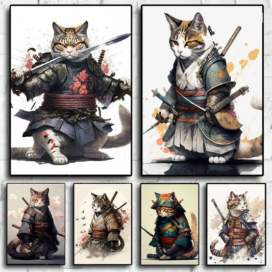 Cool Samurai Cat Poster