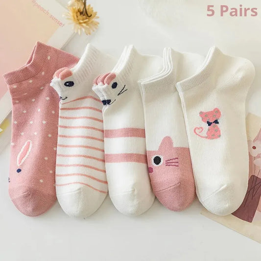 5 Pairs pink Cat Socks